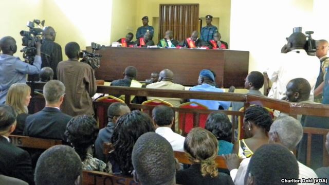 Photo: A courtroom in Juba where the trial of four South Sudan political detainees began on March 11, 2014.