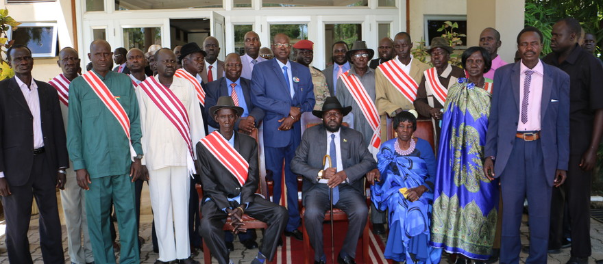 Photo: President Kiir and leaders of Ruweng State after a meeting at J1 on 26 April, 2017. (Radio Tamazuj)