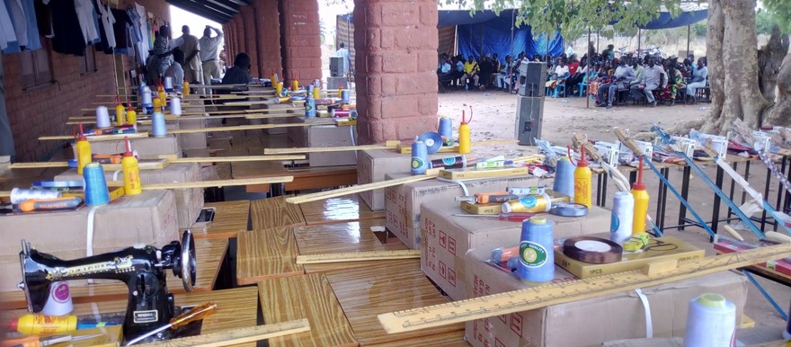 Photo: Start-up kits displayed during the graduation ceremony at Torit Technical Institute on 12 March, 2019 (Radio Tamazuj)