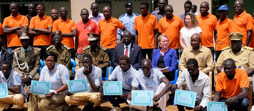 The fourth batch of 172 inmates and prison staff graduated from the Vocational Training Center in Juba Central Prison on Wednesday 15 May 2019 (Photo: UNDP)