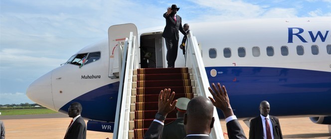 President Salva Kiir at Juba Airport on 22 October 2019  [Photo credit: Maal Maker]