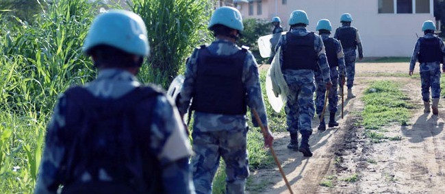 File – United Nations soldiers patrol Juba for security protection of civilians with the Mission’s Nepali Force Protection Unit (FPU), on Friday, July 15, 2016. Photo: Eric Kanalstein/United Nations Mission in South Sudan (UNMISS) via AP