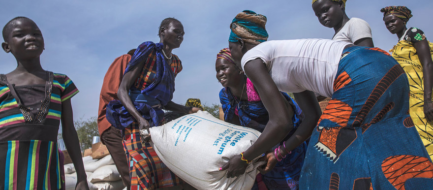 Food distribution in Pieri, Bieh State on 5 February, 2019. (WFP/Gabriela Vivacqua)