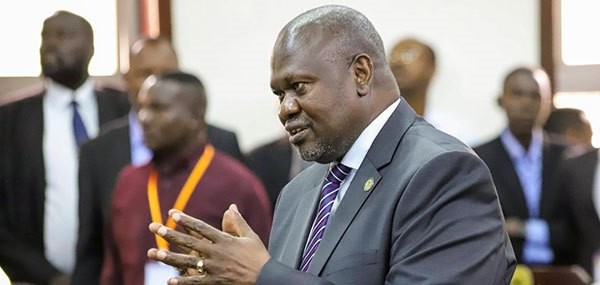 Opposition leader Riek Machar addresses delegates at the signing ceremony of the agreement on peace and ceasefire in Juba, South Sudan on October 21, 2019. PHOTO | REUTERS