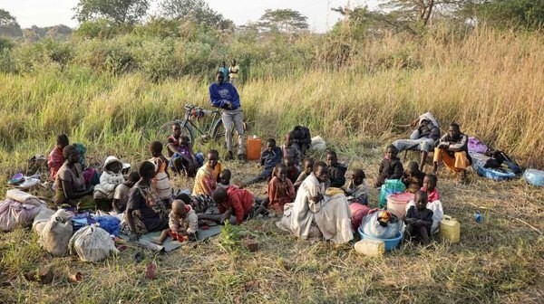 South Sudanese refugees fleeing from fighting in Lasu after crossing the border into the Democratic Republic of Congo, near Aba, on December 23, 2017. PHOTO | AFP