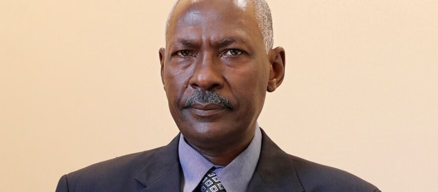 Maj. Gen. Yassin Ibrahim poses for a portrait after taking the oath as defense minister at the Presidential Palace in Khartoum, on June 2, 2020. (Marwan Ali/AP)