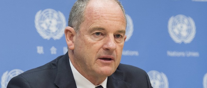 David Shearer, head of the United Nations Mission in South Sudan (UNMISS) speaks at a press conference at UN Headquarters in New York, 26 April 2017. UN Photo/Eskinder Debebe