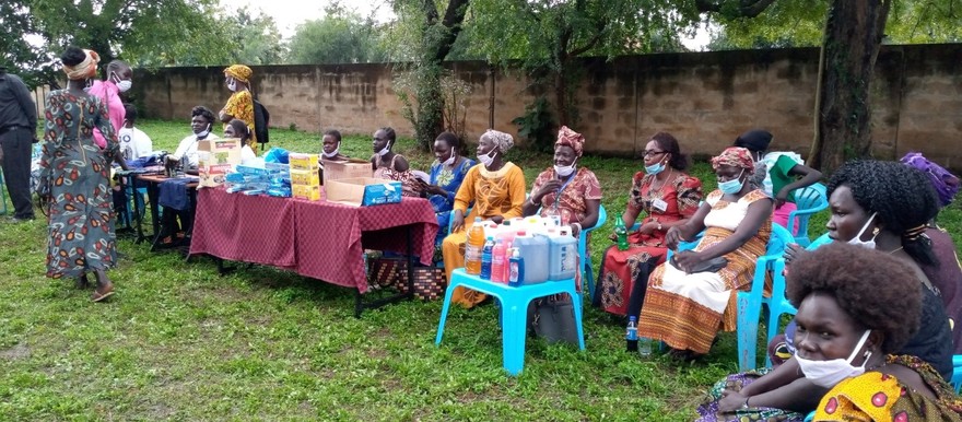 A group of women displaying their start-up kits during the graduation in Torit on Tuesday 29th September 2020 (Photo:Radio Tamazuj)