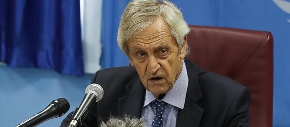 UNMISS head Nicholas Haysom holds his first press conference at the mission's headquarters in Juba on Thursday, June 3, 2021. Photo by Isaac Alebe Avoro/UNMISS.