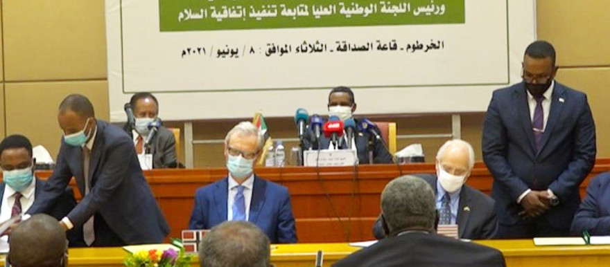Troika, IGAD representatives at the signing ceremony in Khartoum [Photo: SUNA]