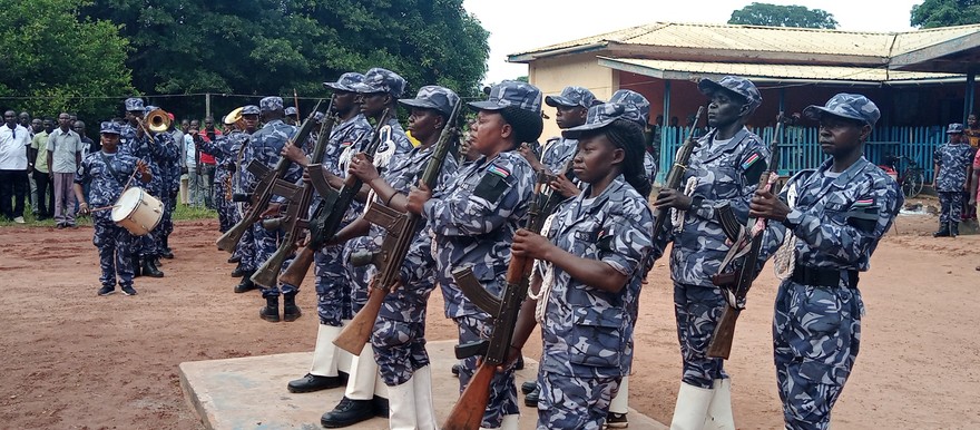 Police officers during the promotion ceremony in Yambio on June 21, 2021. [Photo: Radio Tamazuj]