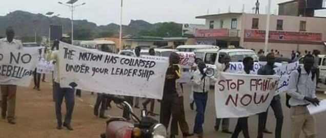 The University of Juba students protesting (File photo: The Nation).