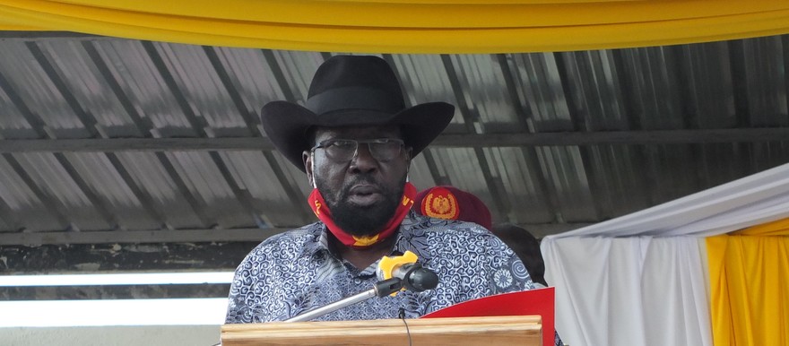 President Kiir addressing the congregation during the centenary celebrations at Loa Parish.