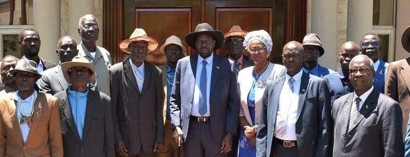 President Salva Kiir met leaders of the Anyuak community in Juba on 28 September 2019. [Photo: SSPPU]