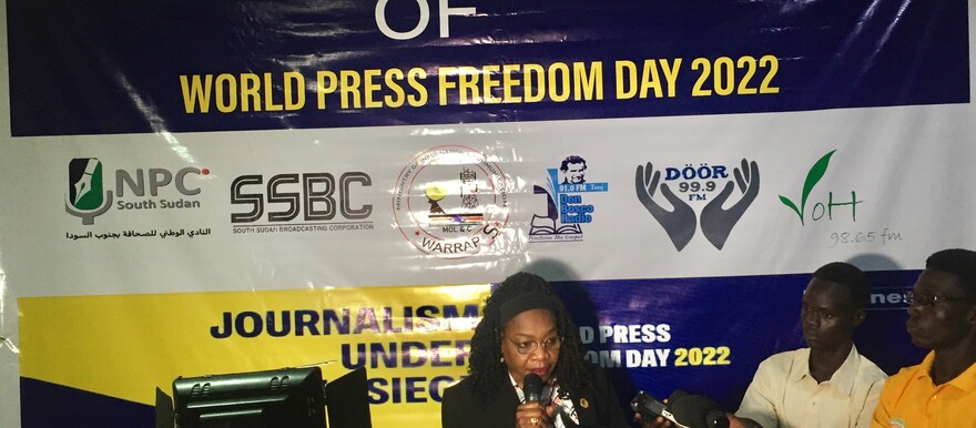 Governor Cleto addressed the celebrations of the World Press Freedom Day in Wau. (Radio Tamazuj photo)