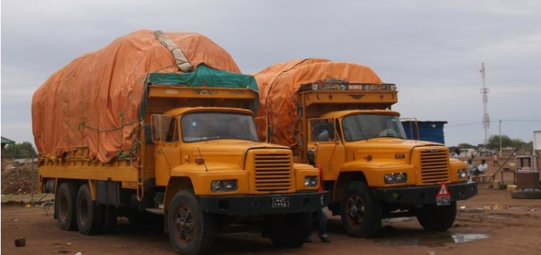 Hino trucks carrying goods from Sudan to South Sudan. (File photo)