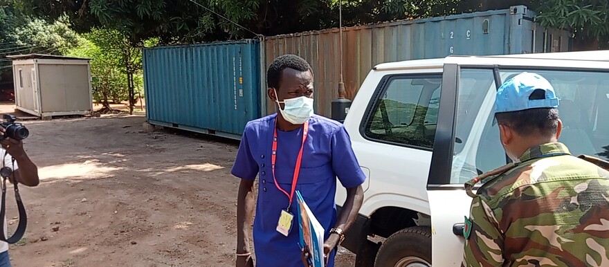 Northern Bahr el Ghazal State Anti-Corruption Commission Chairperson Anei Rok Akuei at Aweil UNMISS office on 27 May 2022. [Photo: Radio Tamazuj]