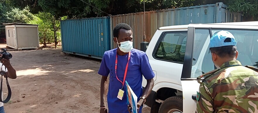 Northern Bahr el Ghazal State Anti-Corruption Commission Chairperson Anei Rok Akuei at Aweil UNMISS office on 27 May 2022. [Photo: Radio Tamazuj]