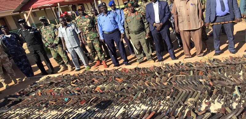 Assorted arms collected during a past disarmament exercise in South Sudan [File photo]
