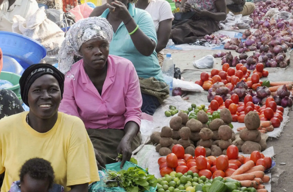 Women selling vegetables in a market in South Sudan. (File photo)