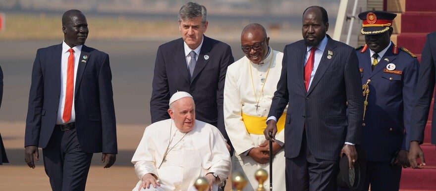 Pope Francis, President Salva Kiir Mayardit on February 3, 2023. [Photo: Office of the President]