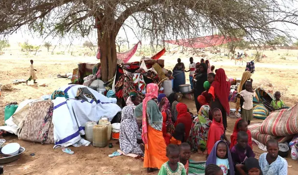 Sudanese refugees make camp after fleeing the fighting. (Photograph: Twitter/UNHCR)