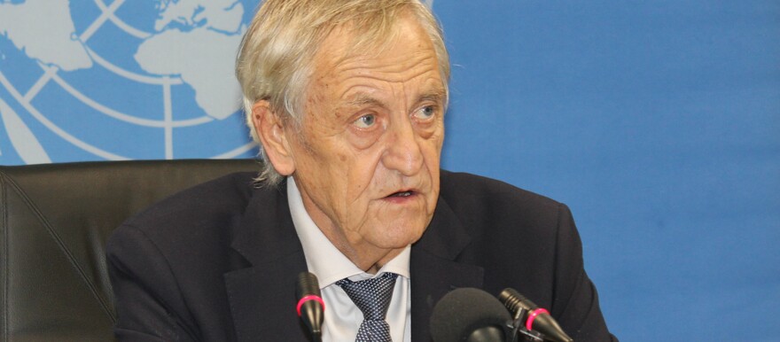 Nicholas Haysom, the Special Representative of the Secretary-General and Head of UNMISS, addressing a press conference in Juba on Wednesday, May 24, 2023. (Radio Tamazuj)