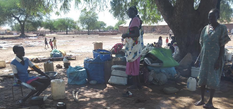 Some of the IDPs at the RRC compound in Kuajok town. (Photo: Radio Tamazuj)