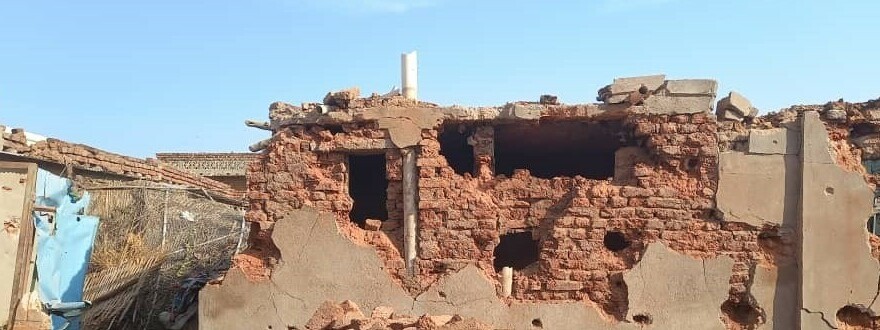 A building hit by airstrikes in Nyala town, South Darfur State, on Saturday, 2023 (Radio Tamazuj)