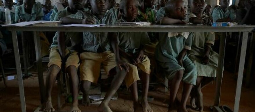 Pupils in class in the Nuba Mountains. (Credit: Paul Jeffrey)