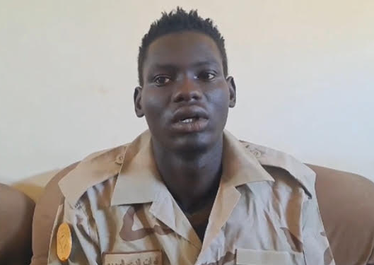 A screen grab of a video released by SAF in which Makwac Garang Chol Majok, 26, admits to fighting for RSF.