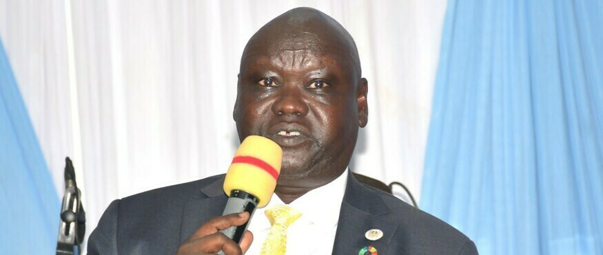 Minister of Peacebuilding Stephen Par Kuol speaks during a panel discussion at the UN Day event in Juba on Tuesday, October 24th, 2023 (Radio Tamazuj)