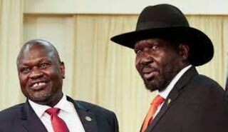 President Salva Kiir (R) and First Vice President Dr. Riek Machar (L). (Courtesy photo)