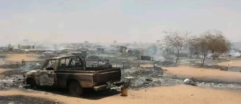 A picture taken from one of the villages outside Al-Fasher that was torched by the RSF. (Credit: Darfur Network for Human Rights [DNHR])