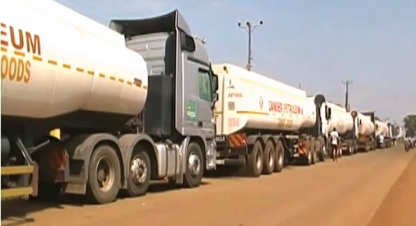 A convoy of fuel tankers at the South Sudan-Uganda border. (File photo)