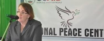 File photo: US Ambassador to South Sudan, Molly Phee during the launch of national peace centre – March 3, 2016. (Victor Lugala/USAID)