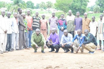 File photo: The 18 detained rebel suspects after being released in Yei on Thursday, 15 June, 2017. (Radio Tamazuj)