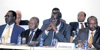 File photo: Former detainees at the roundtable negotiations on June 16, 2014 in Addis Ababa.