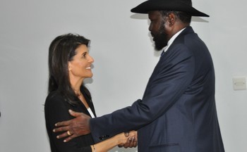 File photo: US Ambassador to the United Nations Nikki Haley meets President Salva Kiir in Juba on October 25, 2017. (Radio Tamazuj)