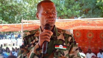 File photo: Former Western Equatoria Governor Bangasi Joseph Bakosoro addressing the 29th SPLA anniversary celebrations in Yambio. [Photo: Joseph Nashion]