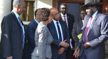 File photo: IGAD foreign ministers meet President after peace consultations in Juba on 30 April, 2018. (Radio Tamazuj)
