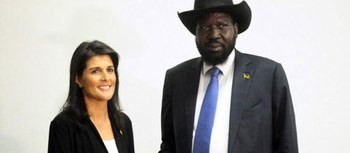 President Kiir and US Ambassador to UN, Nikki Haley/Photo -Presidential Press Unit/Oct. 25, 2017