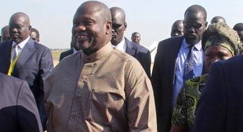 South Sudan opposition leader Riek Machar arriving at Juba airport in South Sudan, October 31, 2018. /REUTERS