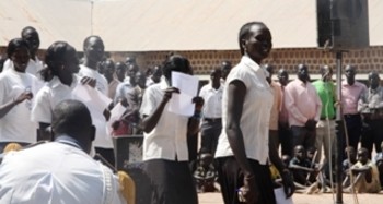 File photo: Rumbek Secondary School students celebrating the reopening of the school after it was closed for 5 months. Jan. 9, 2012. (ST)