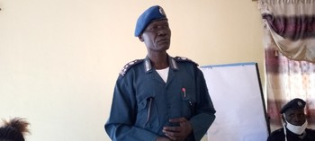 Defunct Torit state acting police commissioner Brigadier General Gasmiro Okomos Gaitano addressing the community police training in Torit Wednesday 21st October 2020 [Photo Radio Tamazuj]