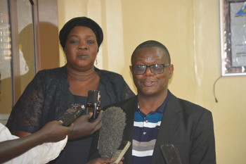 Deputy chairperson of the South Sudan Chamber of Commerce, Salwa Monytuil and Tanzanian director of commercial services, at The Cereals and Other Produce Board of Tanzania Valerian Mablangeti addressing the press on Tuesday in Juba. [Photo: Radio Tamazuj]