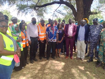 Northern Corridor delegates with Eastern Equatoria State government representatives in Nadapal, 5 October 2021. [Photo: Radio Tamazuj]