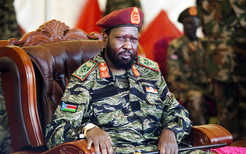 Photo: President Kiir at the headquarters of the SPLA in Juba. (AFP)