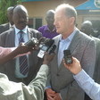 File photo: David Shearer speaks to reports after meeting Jonglei governor in Bor town on 9 June, 2017. (Radio Tamazuj)