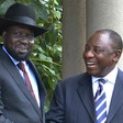 File photo: South Sudan President Salva Kiir (L) meets with South African Deputy President Cyril Ramaphosa at State house in Juba on June 2, 2015. (AFP)